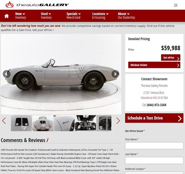 Auto Gallery Porsche Dealership Website #1