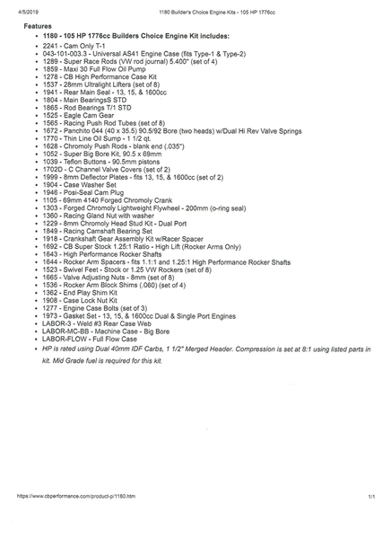 Engine specs