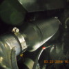 Heater hose attached to heater box