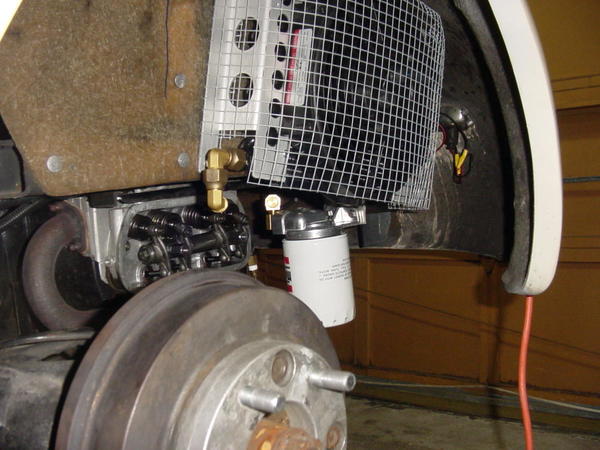 oil cooler in fenderwell- Gordon's